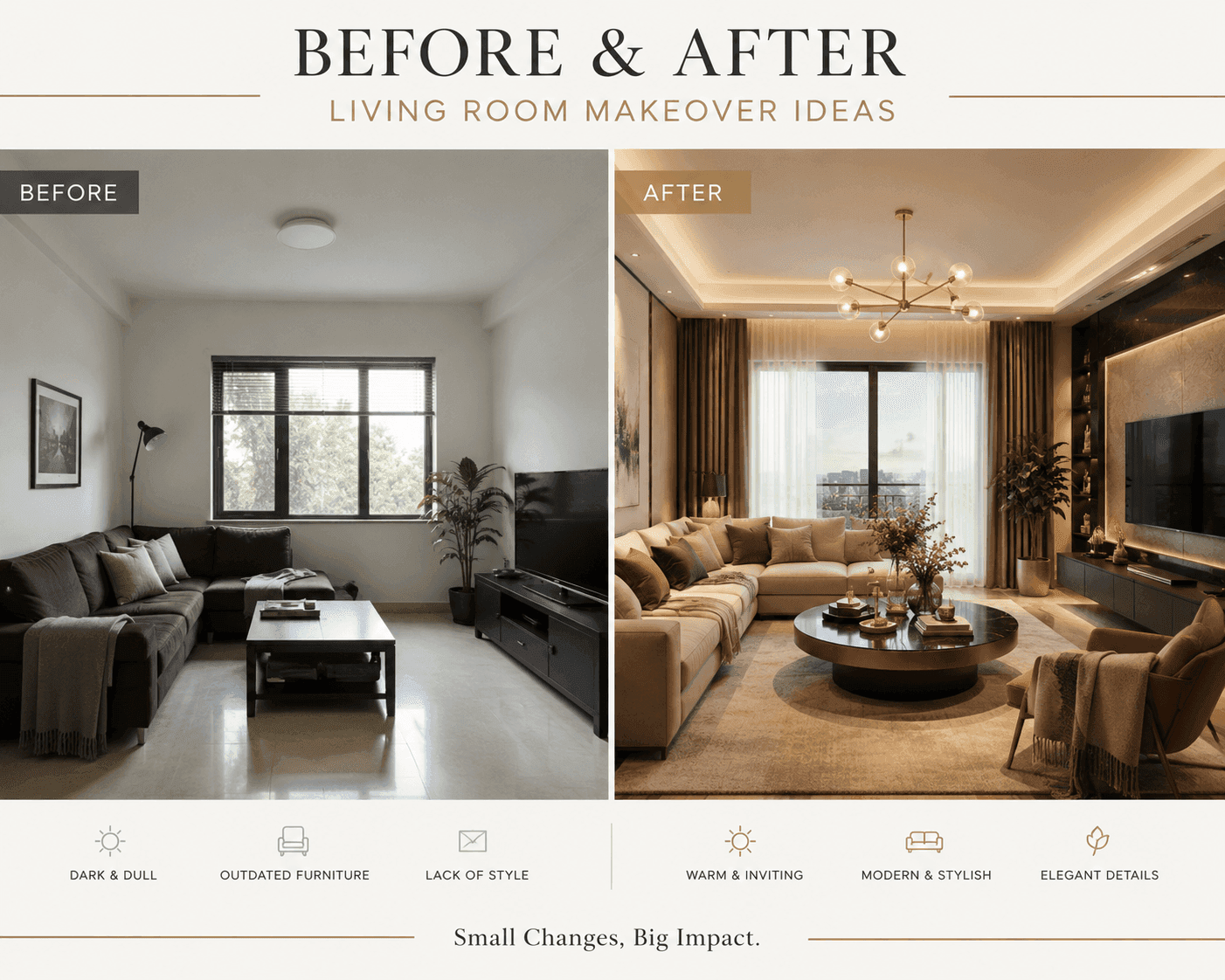Before and After Living Room Makeover Ideas: Transform Your Space Without a Full Renovation
